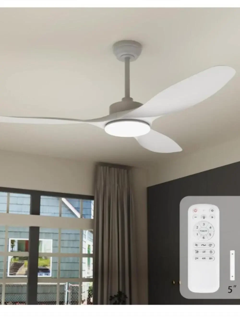 52 Inch Ceiling Fans with Lights/Remote ,White - Picture 1 of 2
